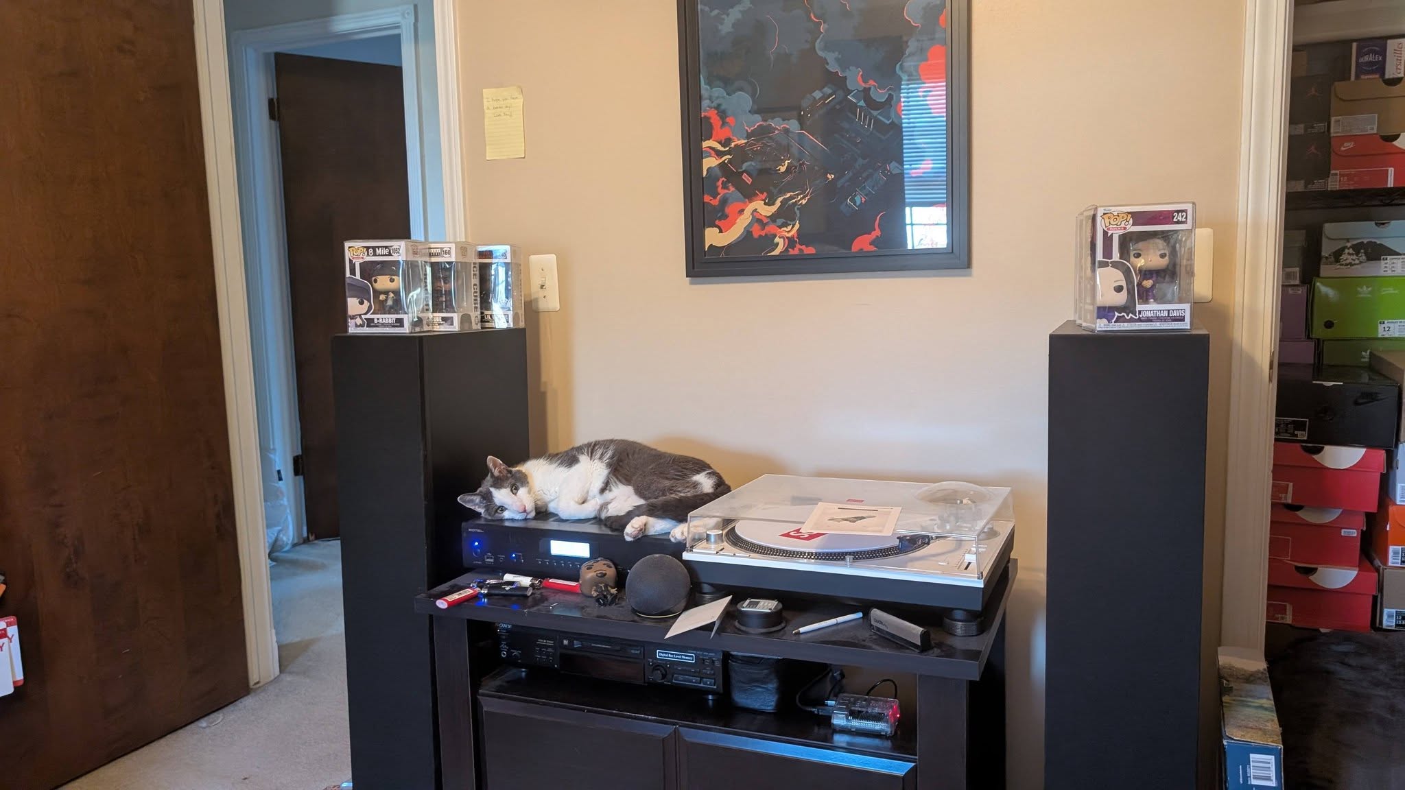 Vader stretched across Jeremy's warm stereo